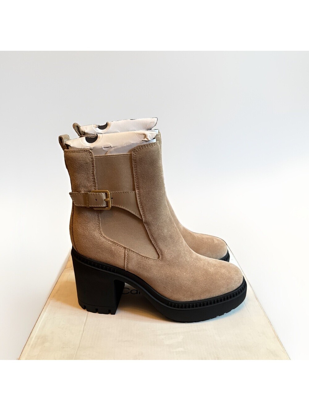 NIB Calvin Klein Women's Light Natural Fayth Ankle Boot Size 10